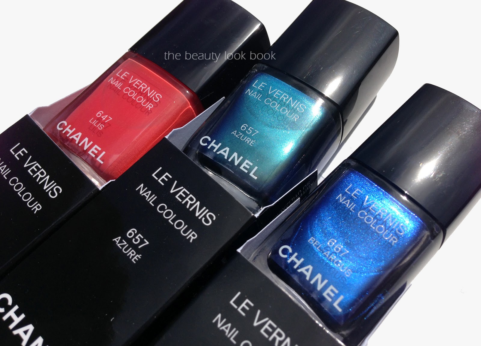 Chanel Le Vernis Summer 2013: Lilis #647, Azuré #657 and Bel-Argus